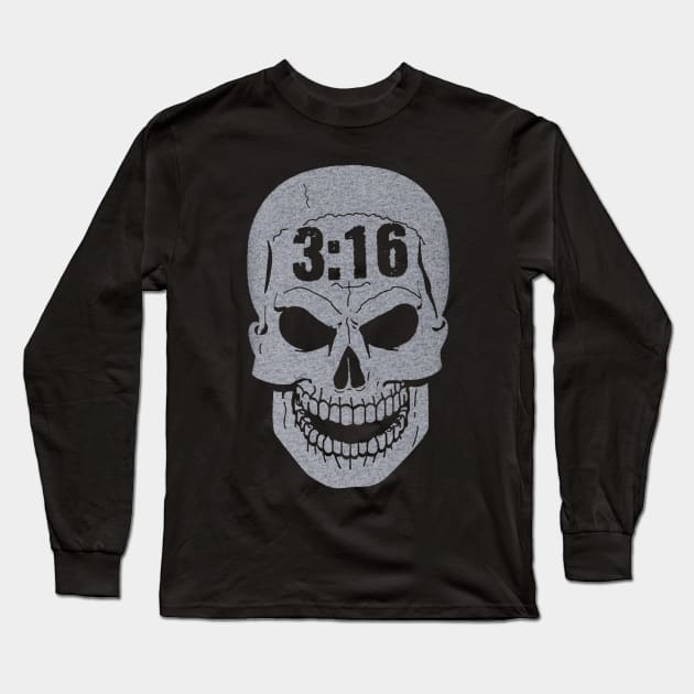 Stone Cold Steve Austin 316 Texas Skull Long Sleeve T-Shirt by Holman